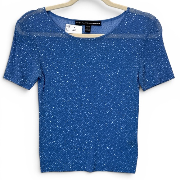 Linda Allard Ellen Tracy Tops - Beaded Linda Allard Ellen Tracy Blue Top Size Small Petite